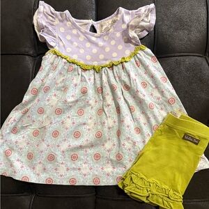 Matilda Jane Lavender Polka Dot & Floral Top with Lime Green Shorts